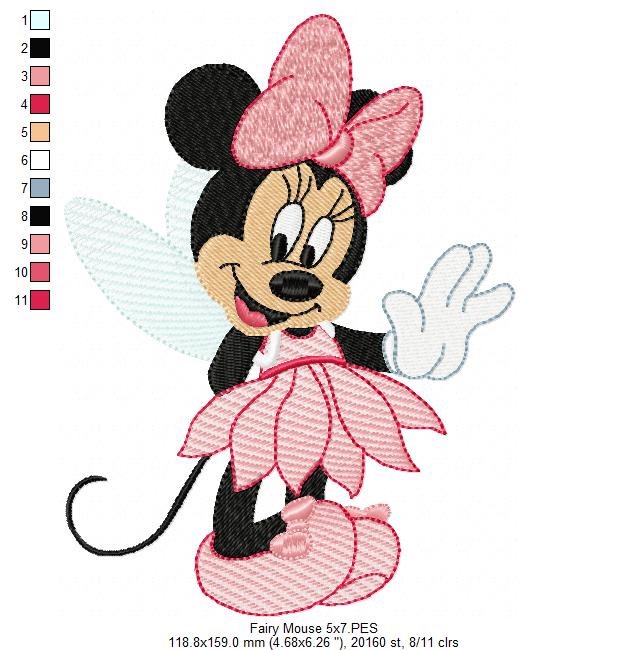 Fairy Mouse Girl - Fill Stitch Embroidery