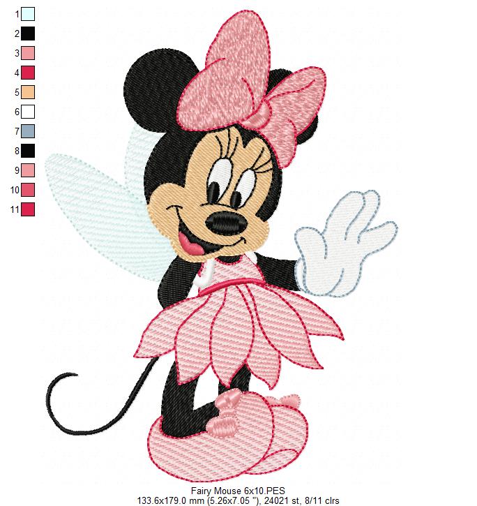 Fairy Mouse Girl - Fill Stitch Embroidery