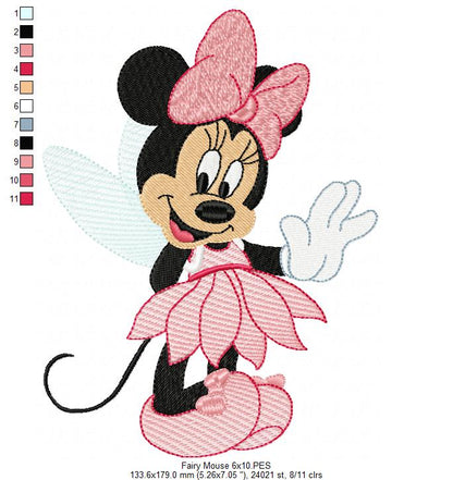 Fairy Mouse Girl - Fill Stitch Embroidery