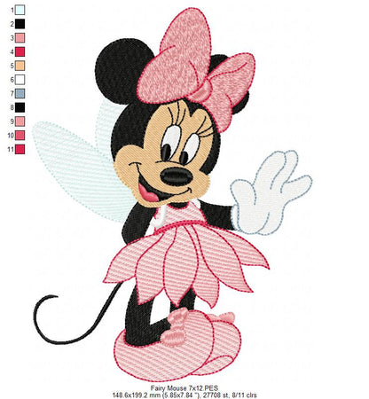 Fairy Mouse Girl - Fill Stitch Embroidery