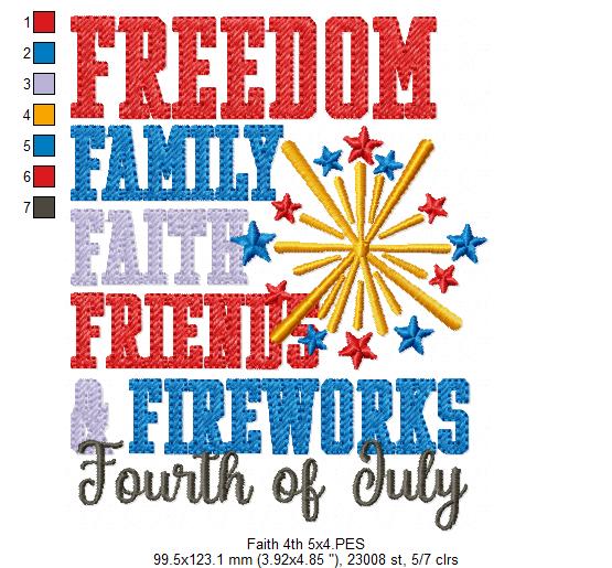⭐ Patriotic Words & Fireworks 🎇 – Sketch Stitch – Machine Embroidery Design