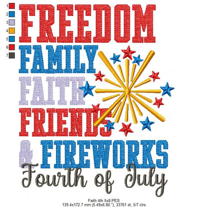 ⭐ Patriotic Words & Fireworks 🎇 – Sketch Stitch – Machine Embroidery Design