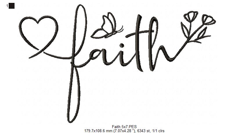 Faith - Fill Stitch - Machine Embroidery Design