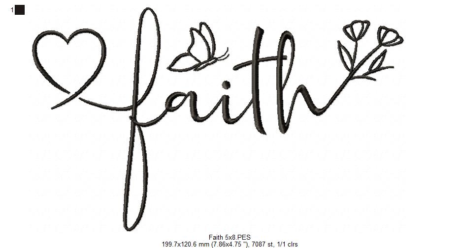 Faith - Fill Stitch - Machine Embroidery Design