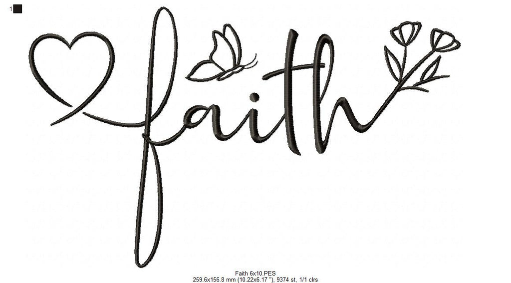 Faith - Fill Stitch - Machine Embroidery Design