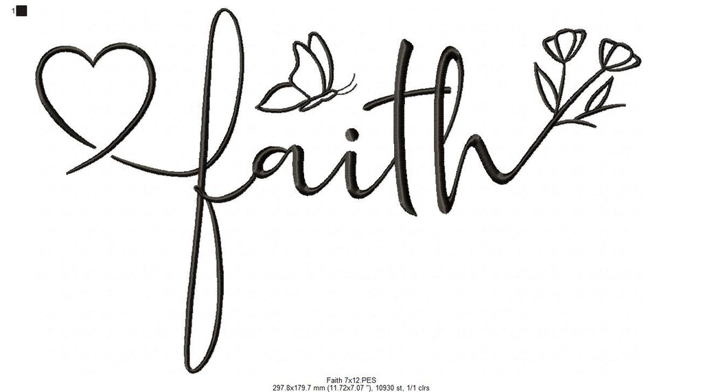 Faith - Fill Stitch - Machine Embroidery Design