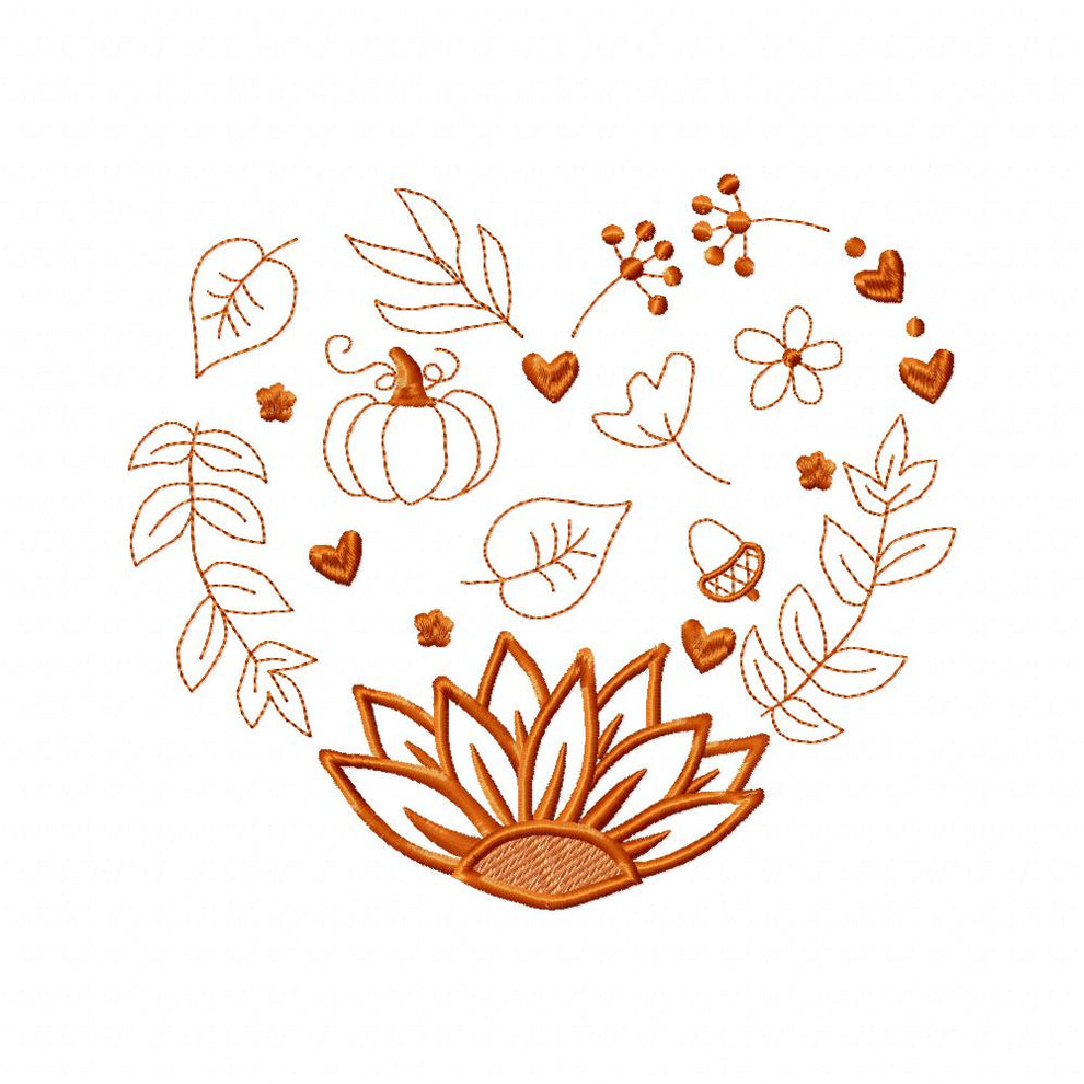 Fall Heart Elements - Fill Stitch Machine Embroidery Design – DooBeeDoo ...