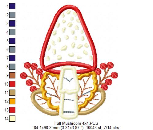 Fall Mushroom  - Applique