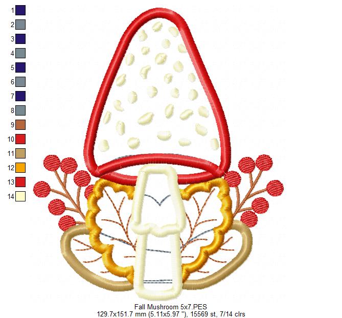 Fall Mushroom  - Applique