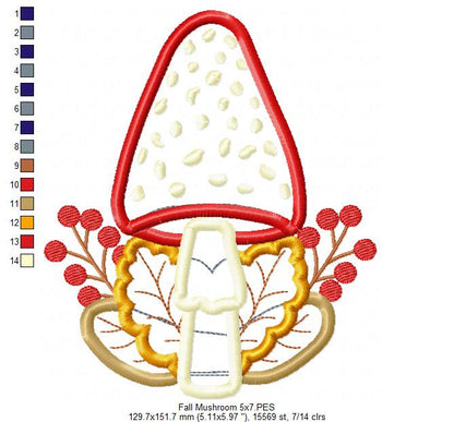 Fall Mushroom  - Applique