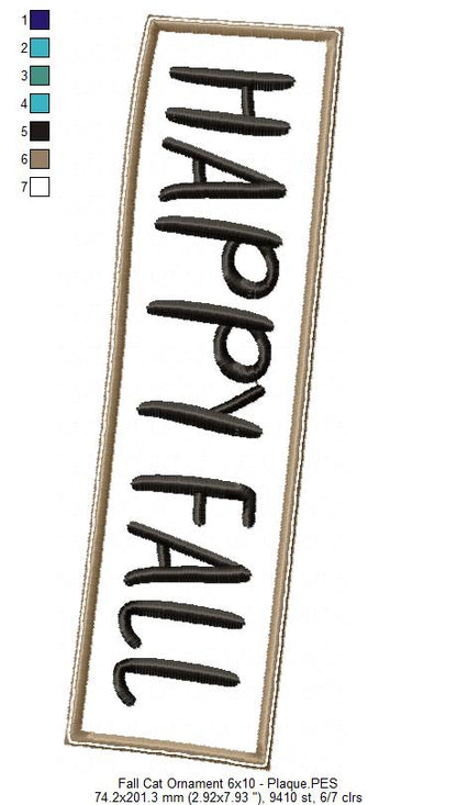 Happy Fall Cat Ornament - ITH Project - Machine Embroidery Design