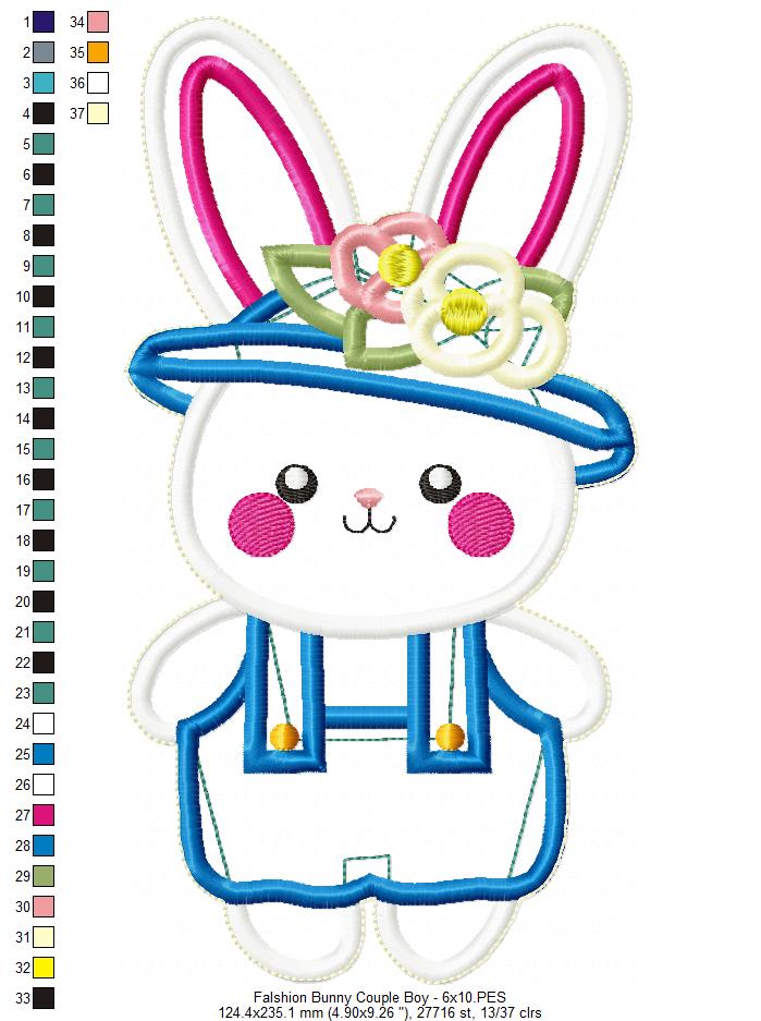 Farm Bunnies Set of 6 designs - ITH Project - Machine Embroidery Design