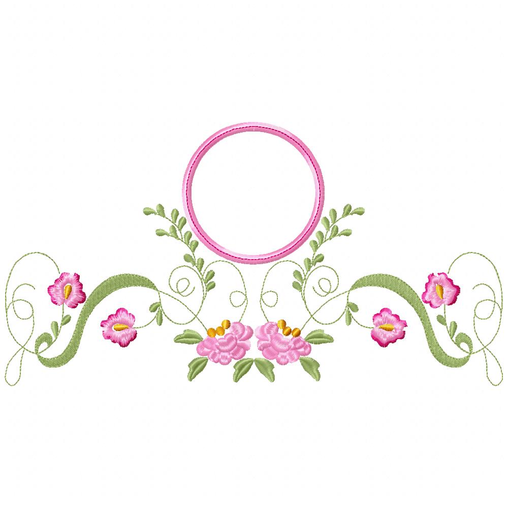 Fancy Floral Frame - Fill Stitch - Machine Embroidery Design