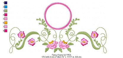 Fancy Floral Frame - Fill Stitch - Machine Embroidery Design
