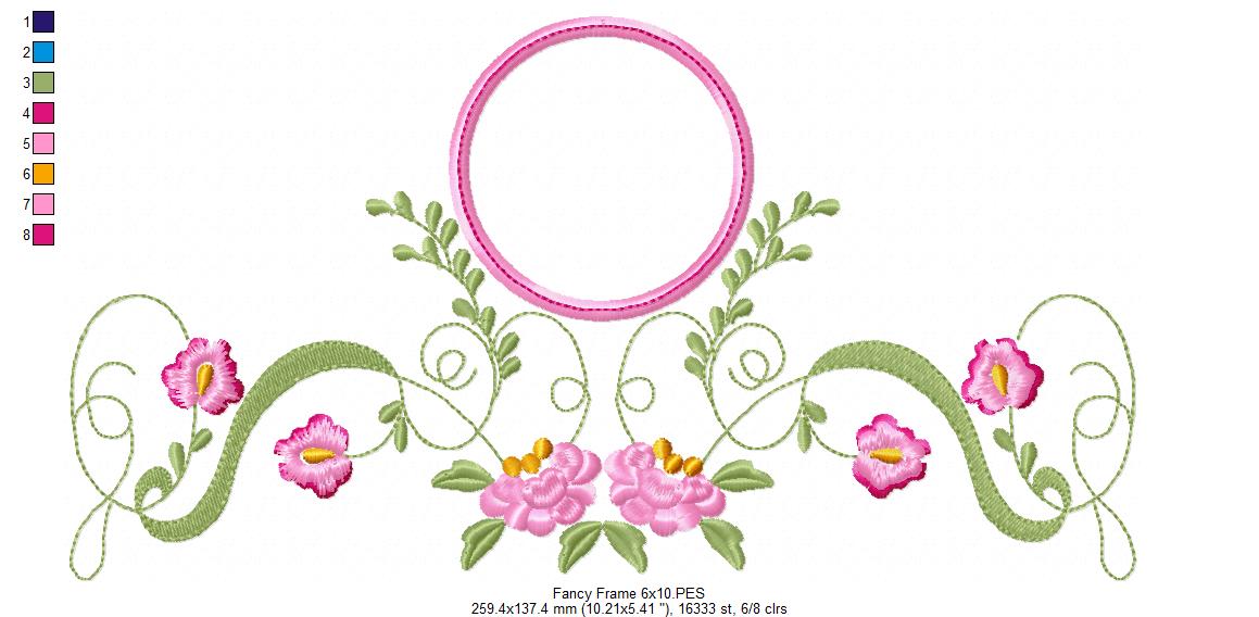 Fancy Floral Frame - Fill Stitch - Machine Embroidery Design