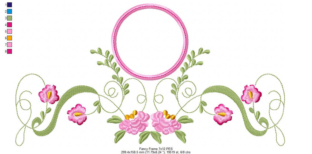 Fancy Floral Frame - Fill Stitch - Machine Embroidery Design