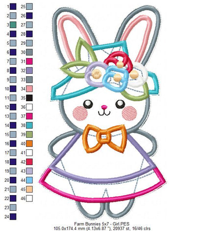 Farm Bunnies Set of 6 designs - ITH Project - Machine Embroidery Design