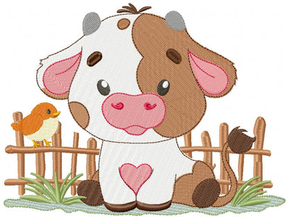 Sweet Little Farm Cow Boy – Fill Stitch – Machine Embroidery Design