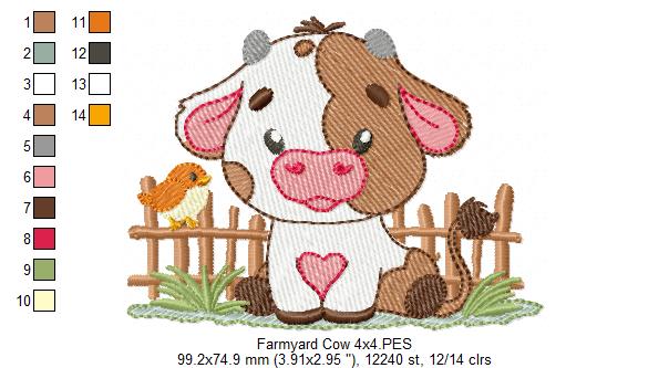 Sweet Little Farm Cow Boy – Fill Stitch – Machine Embroidery Design