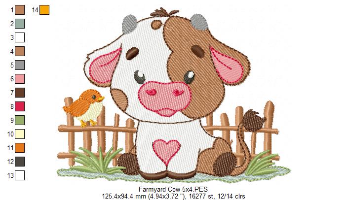 Sweet Little Farm Cow Boy – Fill Stitch – Machine Embroidery Design
