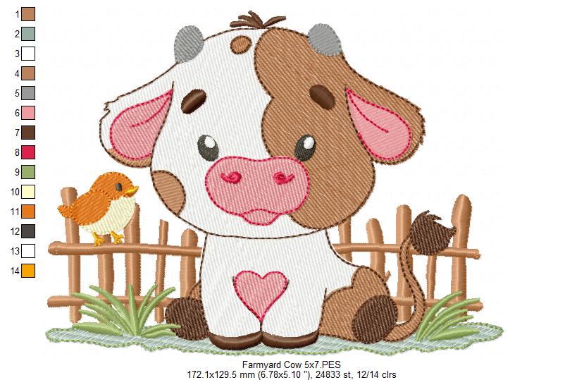 Sweet Little Farm Cow Boy – Fill Stitch – Machine Embroidery Design