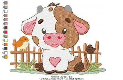 Sweet Little Farm Cow Boy – Fill Stitch – Machine Embroidery Design