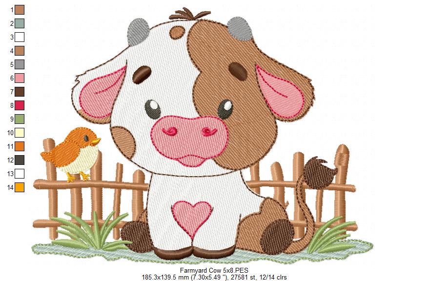 Sweet Little Farm Cow Boy – Fill Stitch – Machine Embroidery Design
