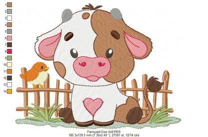 Sweet Little Farm Cow Boy – Fill Stitch – Machine Embroidery Design
