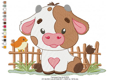 Sweet Little Farm Cow Boy – Fill Stitch – Machine Embroidery Design
