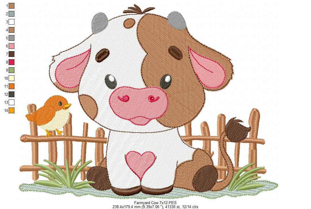 Sweet Little Farm Cow Boy – Fill Stitch – Machine Embroidery Design