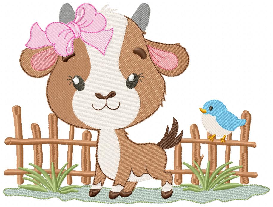 Farm Nanny Goat Cutie – Fill Stitch – Machine Embroidery Design