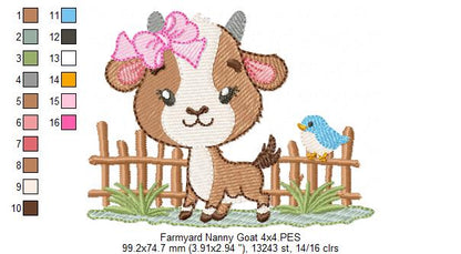 Farm Nanny Goat Cutie – Fill Stitch – Machine Embroidery Design