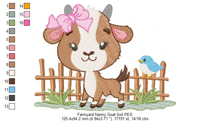 Farm Nanny Goat Cutie – Fill Stitch – Machine Embroidery Design