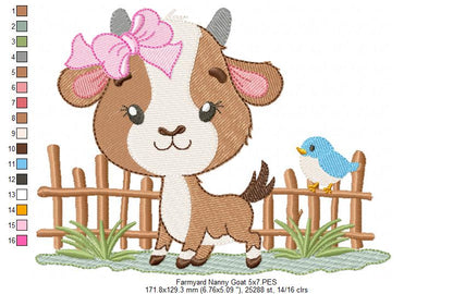 Farm Nanny Goat Cutie – Fill Stitch – Machine Embroidery Design