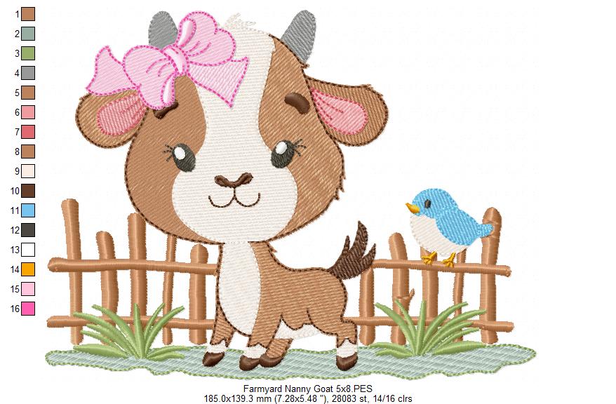 Farm Nanny Goat Cutie – Fill Stitch – Machine Embroidery Design