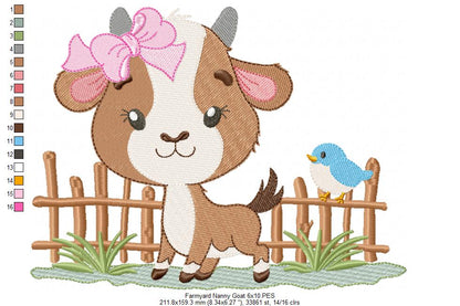Farm Nanny Goat Cutie – Fill Stitch – Machine Embroidery Design