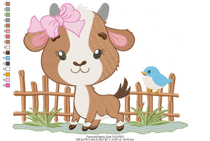 Farm Nanny Goat Cutie – Fill Stitch – Machine Embroidery Design