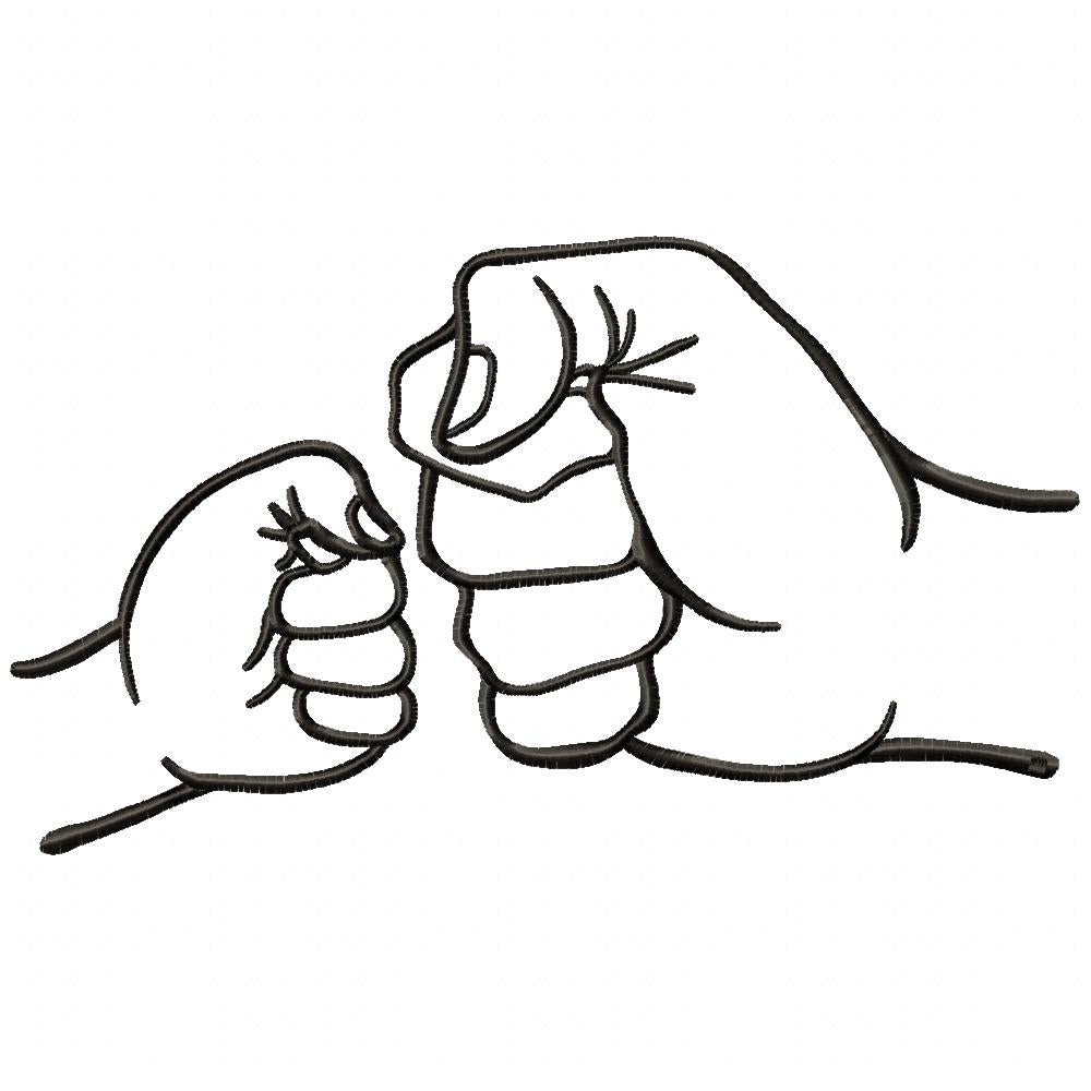 Family Hands Dad and 1 Kid - Fill Stitch - Machine Embroidery Design