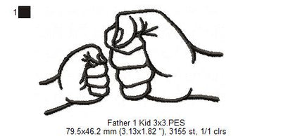 Family Hands Dad and 1 Kid - Fill Stitch - Machine Embroidery Design