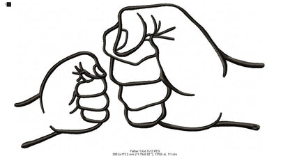 Family Hands Dad and 1 Kid - Fill Stitch - Machine Embroidery Design
