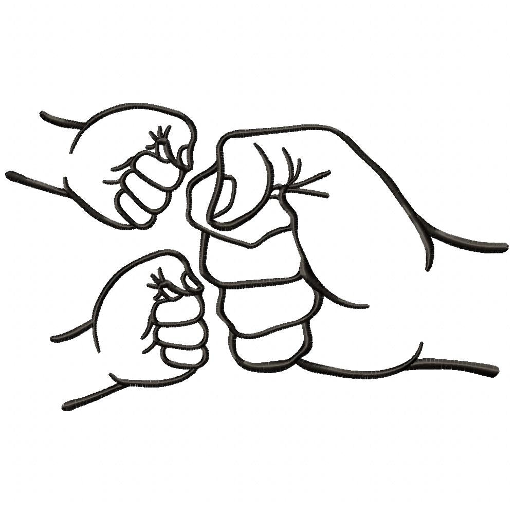 Family Hands Dad and 2 Kids - Fill Stitch - Machine Embroidery Design