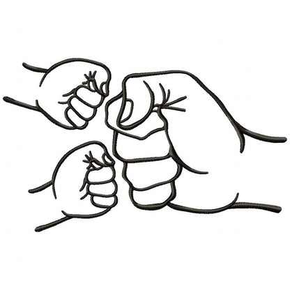 Family Hands Dad and 2 Kids - Fill Stitch - Machine Embroidery Design