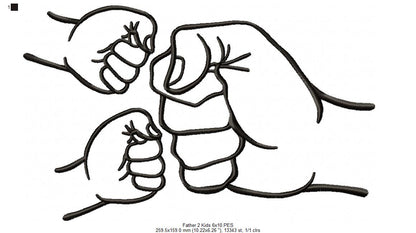 Family Hands Dad and 2 Kids - Fill Stitch - Machine Embroidery Design