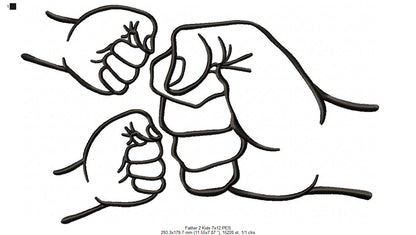 Family Hands Dad and 2 Kids - Fill Stitch - Machine Embroidery Design