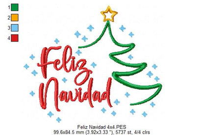 Sparkly Navidad Wishes – Satin Stitch – Machine Embroidery Design