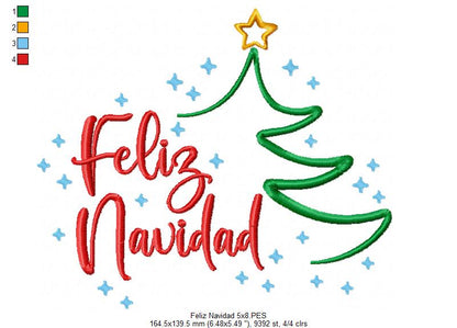 Sparkly Navidad Wishes – Satin Stitch – Machine Embroidery Design