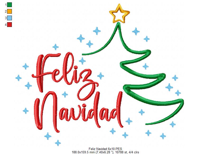 Sparkly Navidad Wishes – Satin Stitch – Machine Embroidery Design