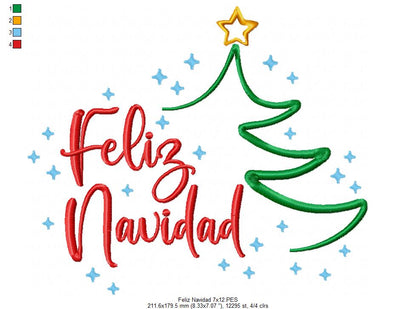 Sparkly Navidad Wishes – Satin Stitch – Machine Embroidery Design