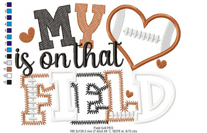 🏈 My Heart Is on That Field - Zig Zag Applique - Machine Embroidery Design