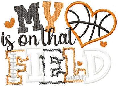 My Heart Belongs on the Field - Appliqué - Machine Embroidery Design